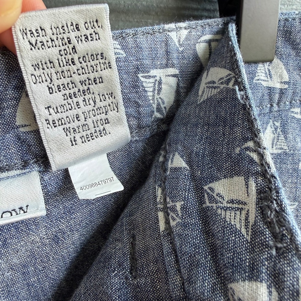 Croft & Barrow Sailboat Print Chambray Skirt Cotton Stretch Size 4 Coastal - Picture 8 of 12